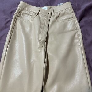 Aritiza Beige Leather Pants